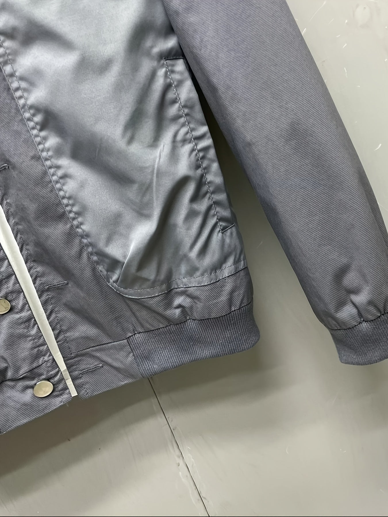 Men's Casual Sports Windbreaker Jacket, Outdoor Solid Color Design, Spring/Fall Fashionable Versatile Baseball Collar Jacket With Pockets