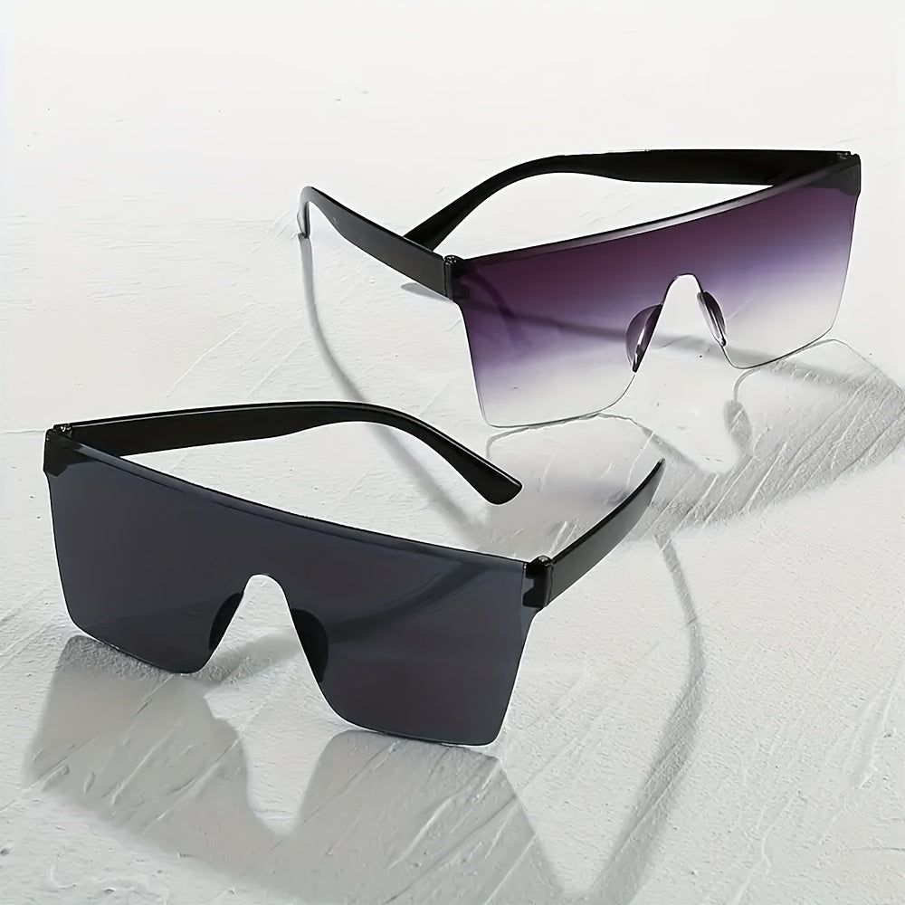 2 Pairs of Summer Fashion Glasses, Personalized One-Piece Fashionable Men'S And Women'S Same Couple Glasses, Large Frame Flat-Top Trendy Glasses Combination, Suitable for Street Photography, Daily Commuting Decorative Glasses