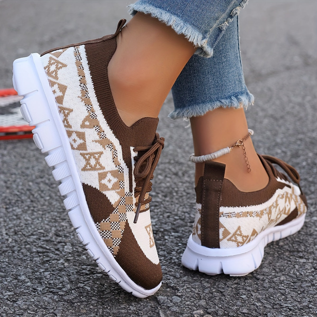 Women's Casual Sneakers Comfort Sport Shoes Fabric Knit Breathable Slip-On All-Season Walking Flats - EVA Sole Non-Slip Athletic Running Footwear - Taizhou North America & Europe Exclusive