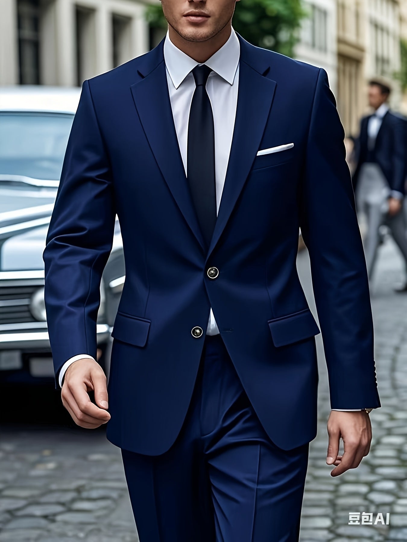 2pcs Luxury Classic Men'S Solid Color Suit - Notched Lapel Blazer and Pants, Regular Fit, Long Sleeve, Traditional Silhouette, Ideal for Weddings, Business Meetings - High-Quality Fabric, Comfortable Wear, Stylish Design, Wed