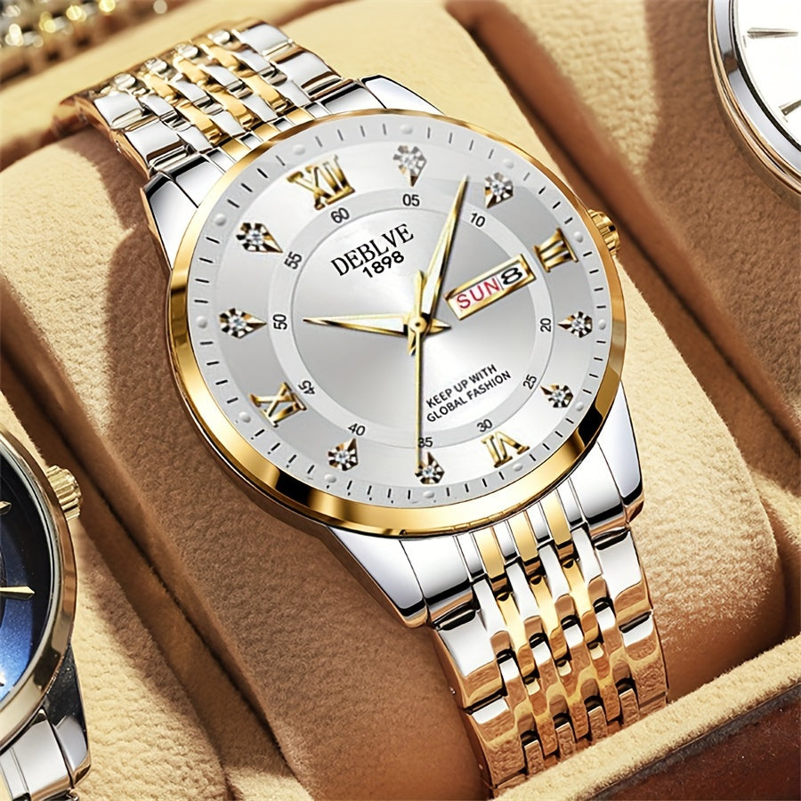 An Ideal Choice For A Birthday Gift, Holiday Gift, Or Gift For A Brand Luxury Night Light Sports Leisure Travel Business Electronic Movement Automatic Commercial Watch, With A New Stainless Steel Strap Men's Quartz Watch Date