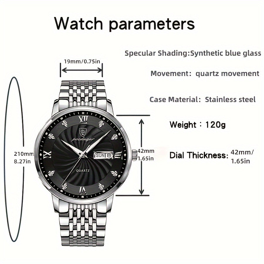 Men's Casual Business Date Luminous Quartz Watch