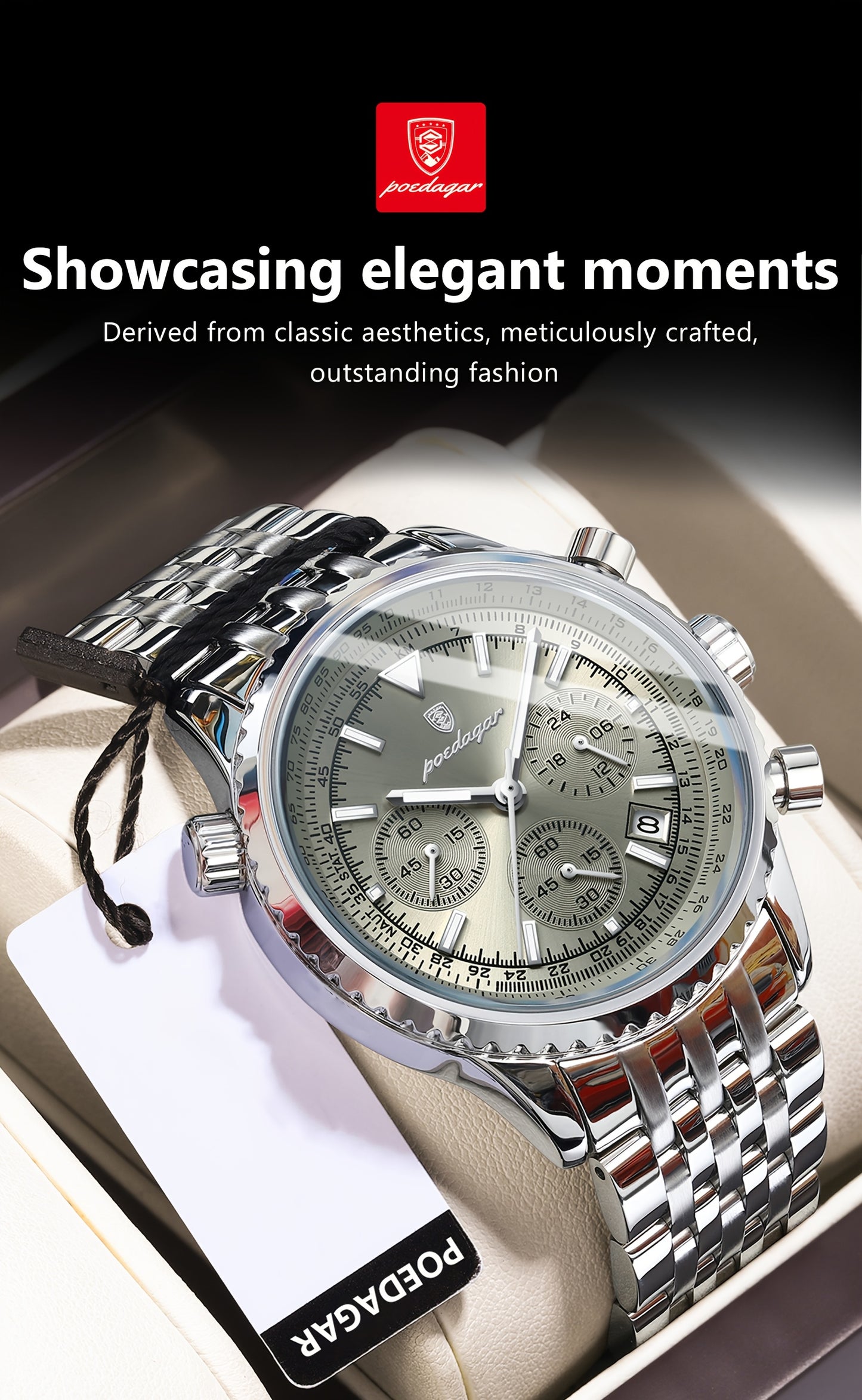 POEDAGAR New waterproof luminous calendar stainless steel ultra-thin Men's watch fashion students Korean business luxury youth chronograph quartz wristwatch., Perfect for Thanksgiving