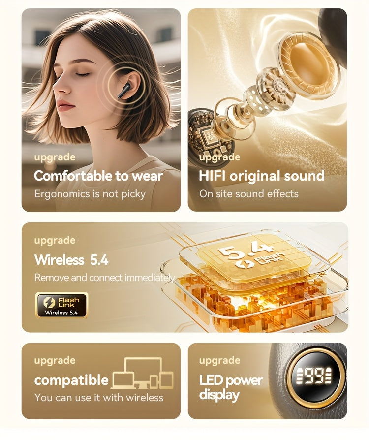 ACER TWS Wireless Earbuds with Deep Bass & Noise Cancellation, Long-Lasting Comfort, HIFI Sound, Touch Controls, Fast Delivery, Compatible with Phones/Tablets/Laptops, Ideal for Running, Music, Business, and More, Wireless Ea