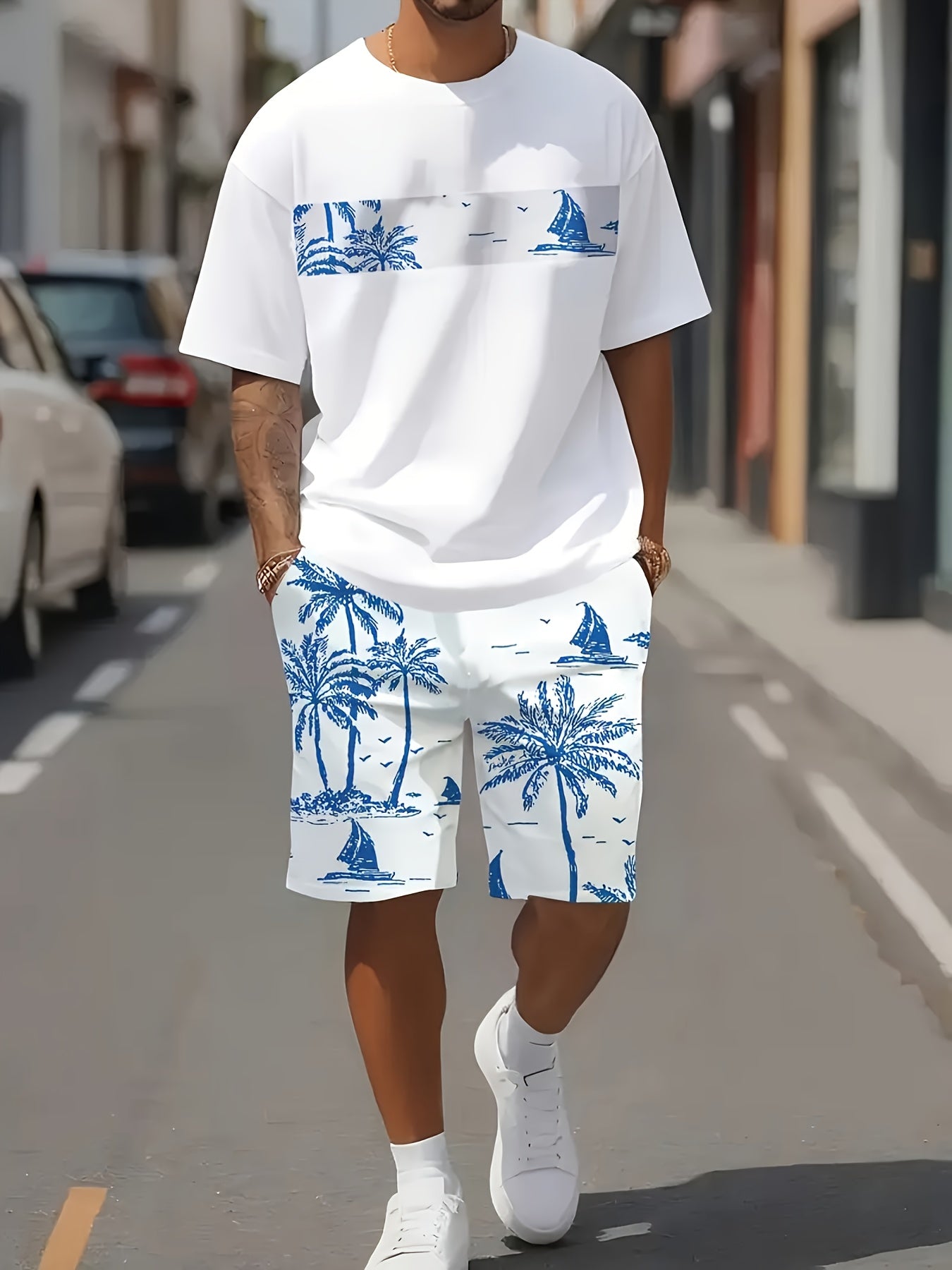 2025 New Men's Casual T-Shirt and Shorts, Regular Print, Fashion Sportswear, Summer Cool 3D Printed Breathable Outdoor Leisure Short Sleeve Set