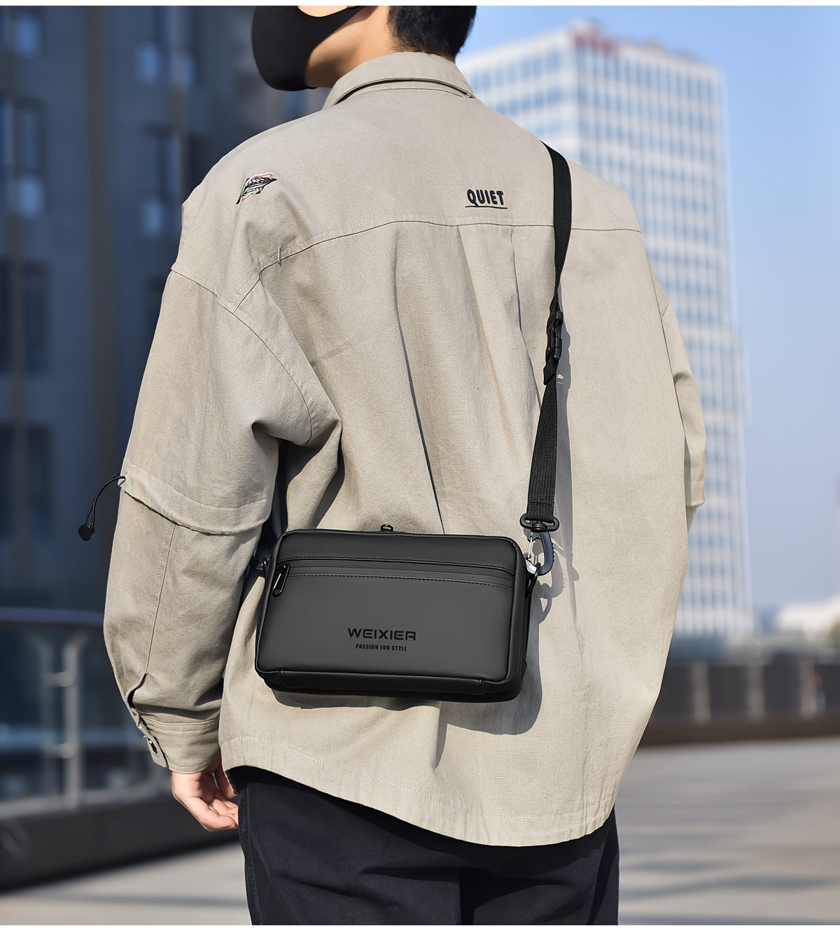 WEIXIER Unisex Fashion Messenger Bag, Shoulder Satchel with Detachable Strap, Polyester Lined, Business Briefcase for Commuting & Outdoor, Ideal Gift for Husband Or Boyfriend