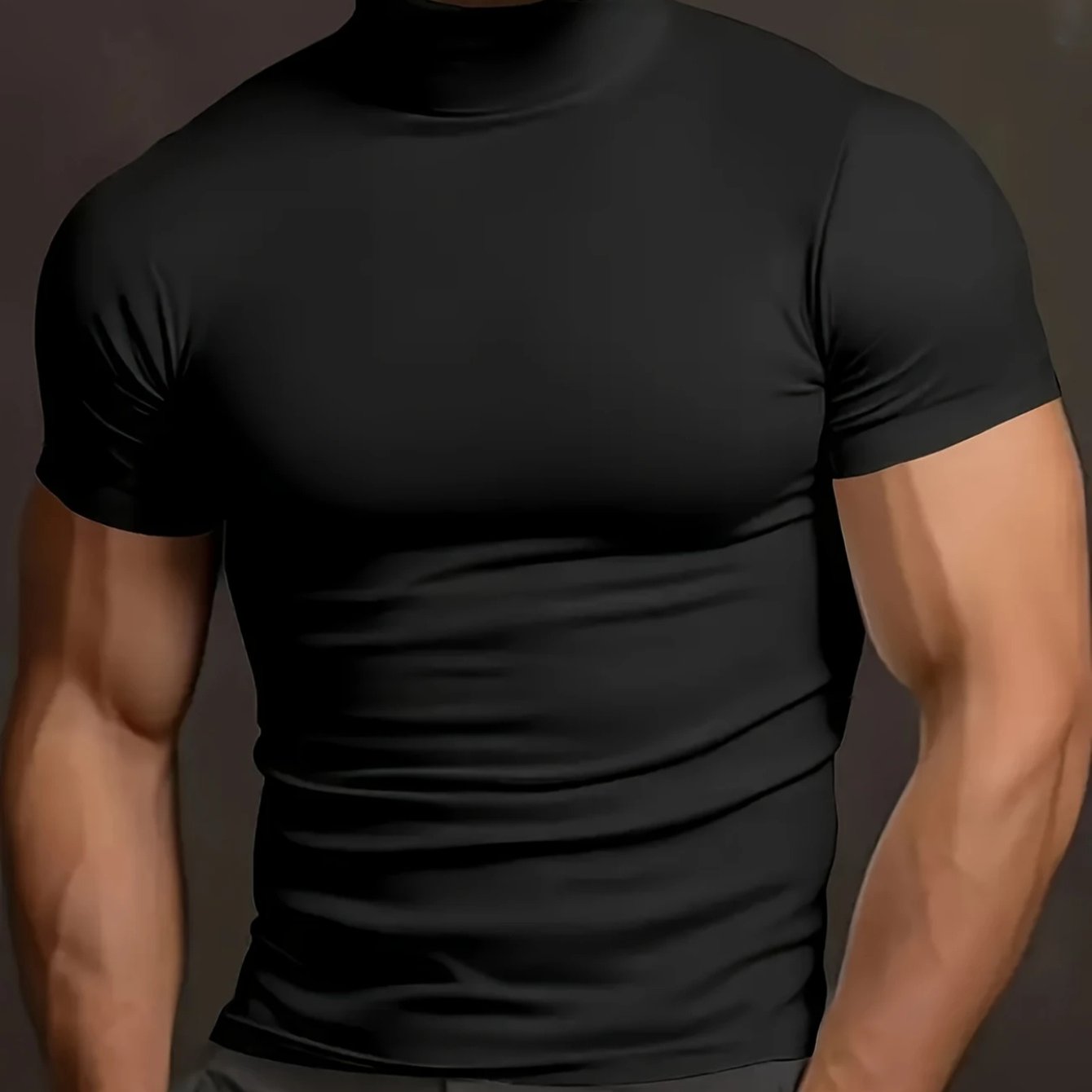 Men'S Classic Summer Short-Sleeve T-Shirt with a Half-High Collar for Casual Sports.