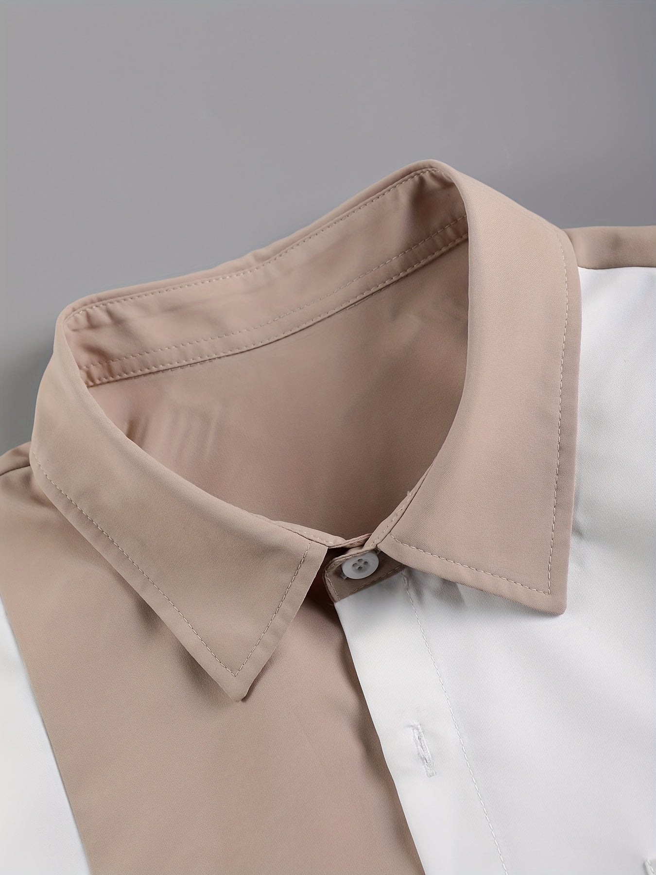 Men'S Casual Two-Piece Spring/Summer Color Block Short Sleeve Shirt and Pants Set - Polyester, Regular Fit, Button-Up with Pocket, No Belt, All-Season Wear, Casual Attire|Casual Style|Polyester Fabric