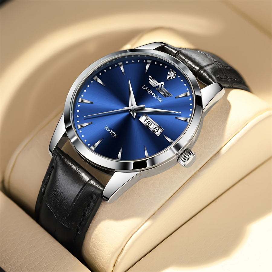 1pc New Men's Quartz Watch with Sunday Calendar and Night Light, Fashionable Wristwatch Ideal Choice for Relatives and Friends Birthday Gifts, Festive Gifts, Brand Electronic Movement Fully Automatic Business Watch