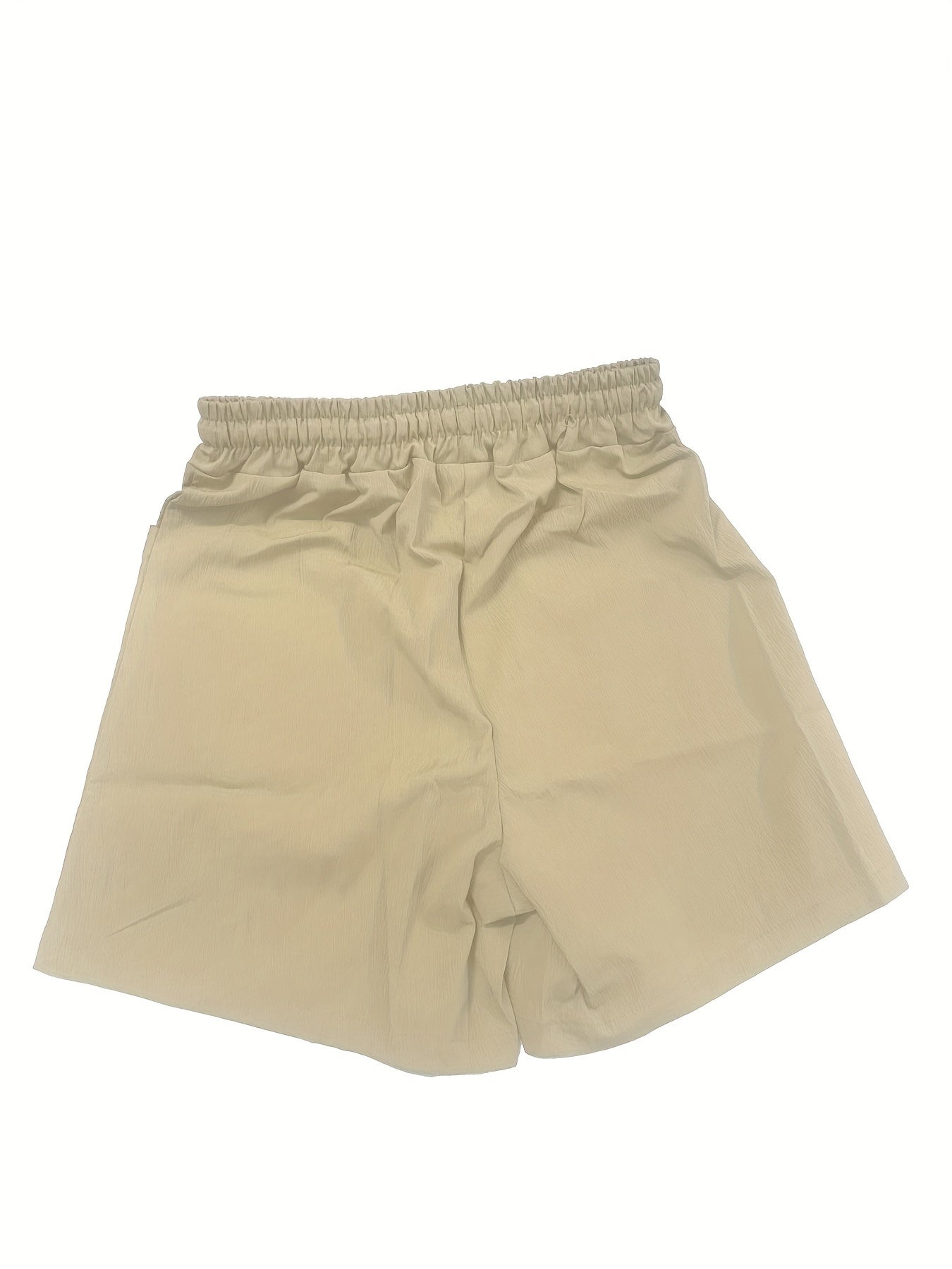 Women's Beige Cargo Shorts - Casual & Stylish, Solid Color with Drawstring Waist and Pockets, Polyester Blend, Machine Washable, All-Season Comfort