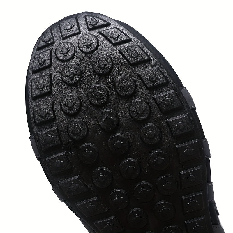 Men's Striped Casual Shoes Rotary Buckle Comfy Durable Outdoor Jogging Hiking Fishing, All Seasons