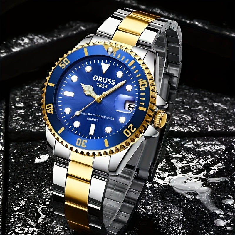 Authentic New Style Temperament Golden Watch Calendar Watch Men's Watch Men's Watch Korean Version Trendy Model