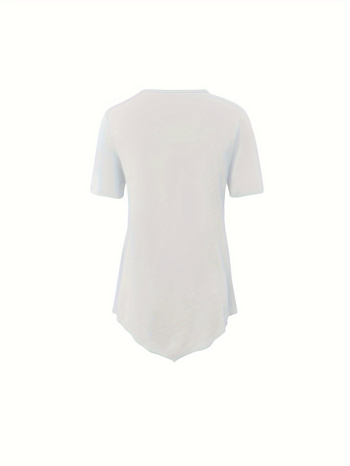 Asymmetrical Hem Crew Neck T-shirt, Short Sleeve Casual Top For Summer & Spring, Women's Clothing