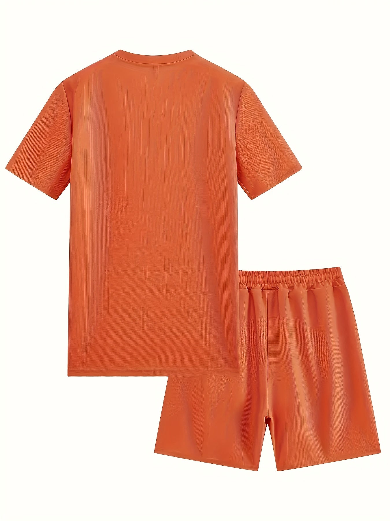 European and American Style Men's Basic Solid Color Set Round Neck Short Sleeve T-Shirt + Shorts Two-Piece Suit