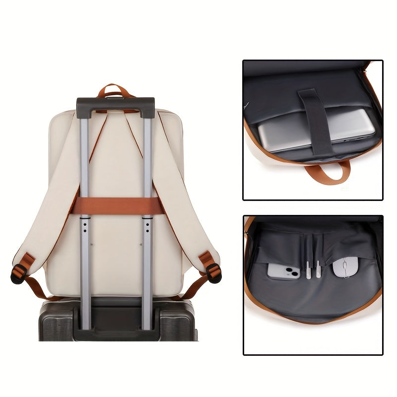 Stylish Lightweight Laptop Backpack - Adjustable Shoulder Straps, Multiple Compartments, USB Charging Port, Perfect for Commuting, School, Travel & Business, Casual Style, Polyester Lining, Secure Zipper Closure, Laptop Carry