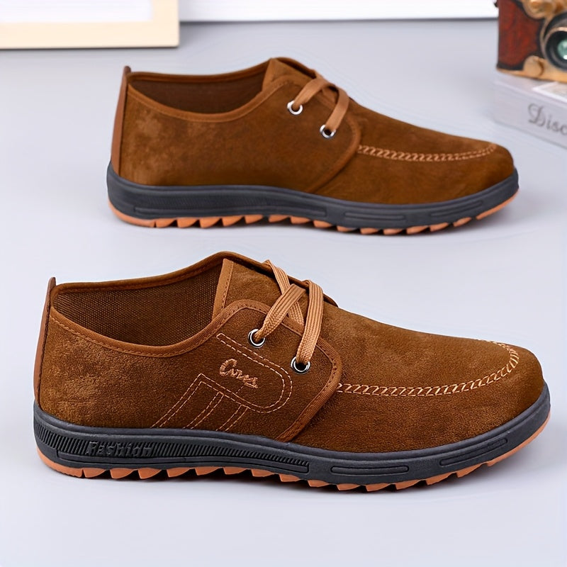 Men'S Soft Sole Slip-On Loafers - Brown Fabric Upper with Rubber Sole, Comfortable Casual Shoes for Casual Attire, Casual Footwear | Slipon Design | Comfortable Footwear