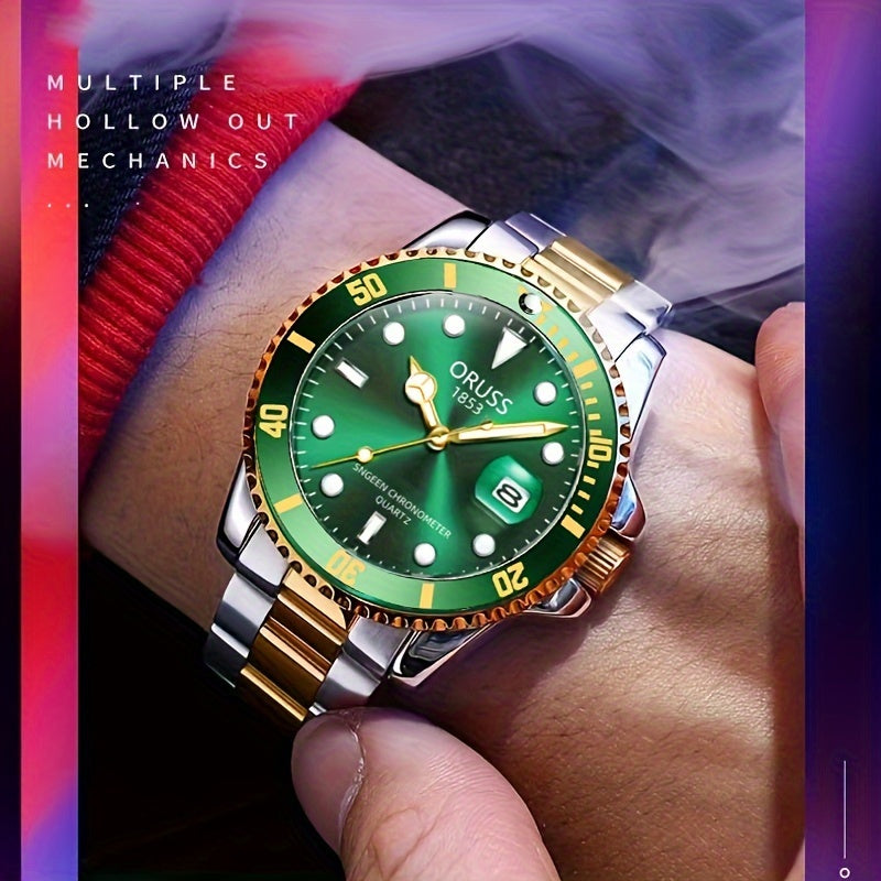 Authentic New Style Temperament Golden Watch Calendar Watch Men's Watch Men's Watch Korean Version Trendy Model