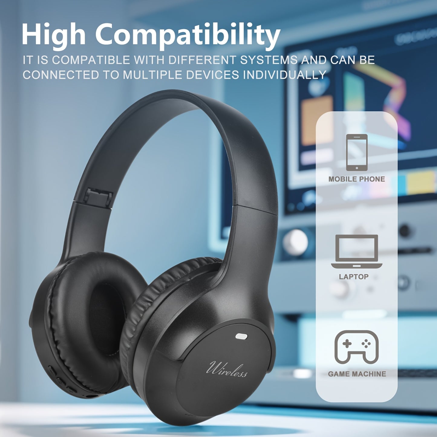 Retro Headphones Wireless Over-Ear Foldable Gaming Headset for Casual Running Video Calls Voice HIFI Earbuds