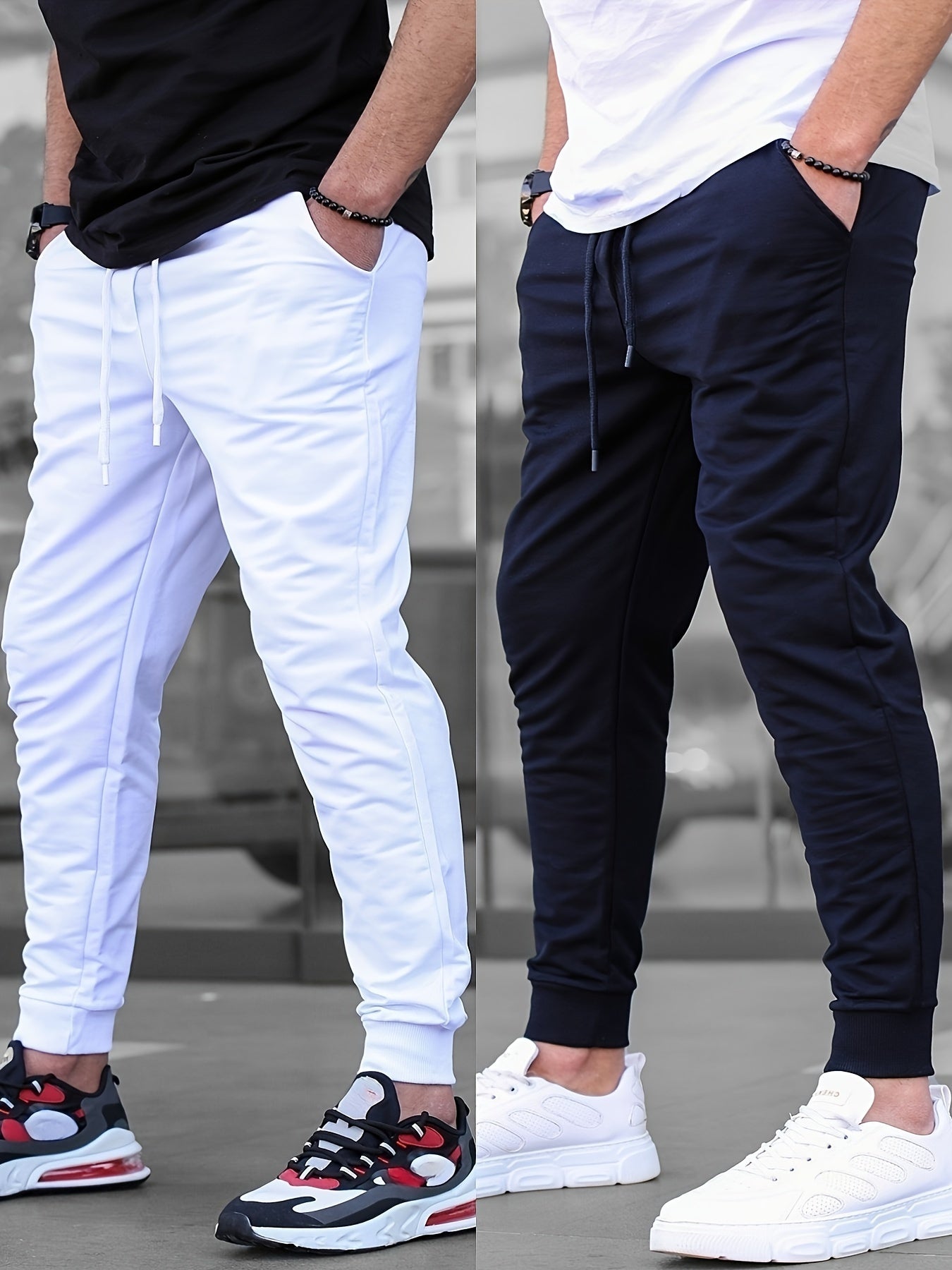 Men's Solid Color Jogger Sports Pants With Drawstrings, Casual Lightweight And Breathable Running Fitness Slim Pants Outdoor Trousers