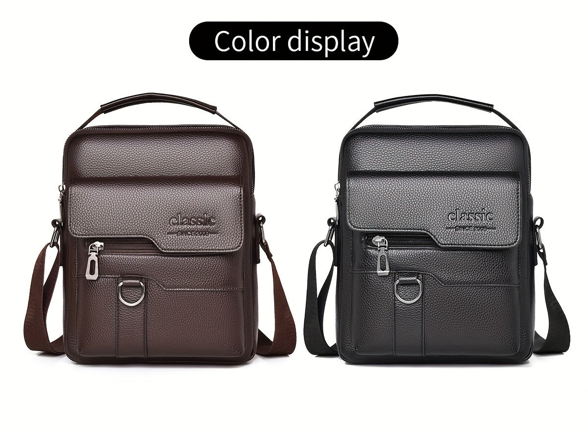 New Men's Crossbody Bag Messenger Bag with Mahogany Pattern Large Capacity Design PU Material Men's Casual Retro Adjustable Shoulder Bag for Going Out Valentine's Day Gift for Husband or Boyfriend