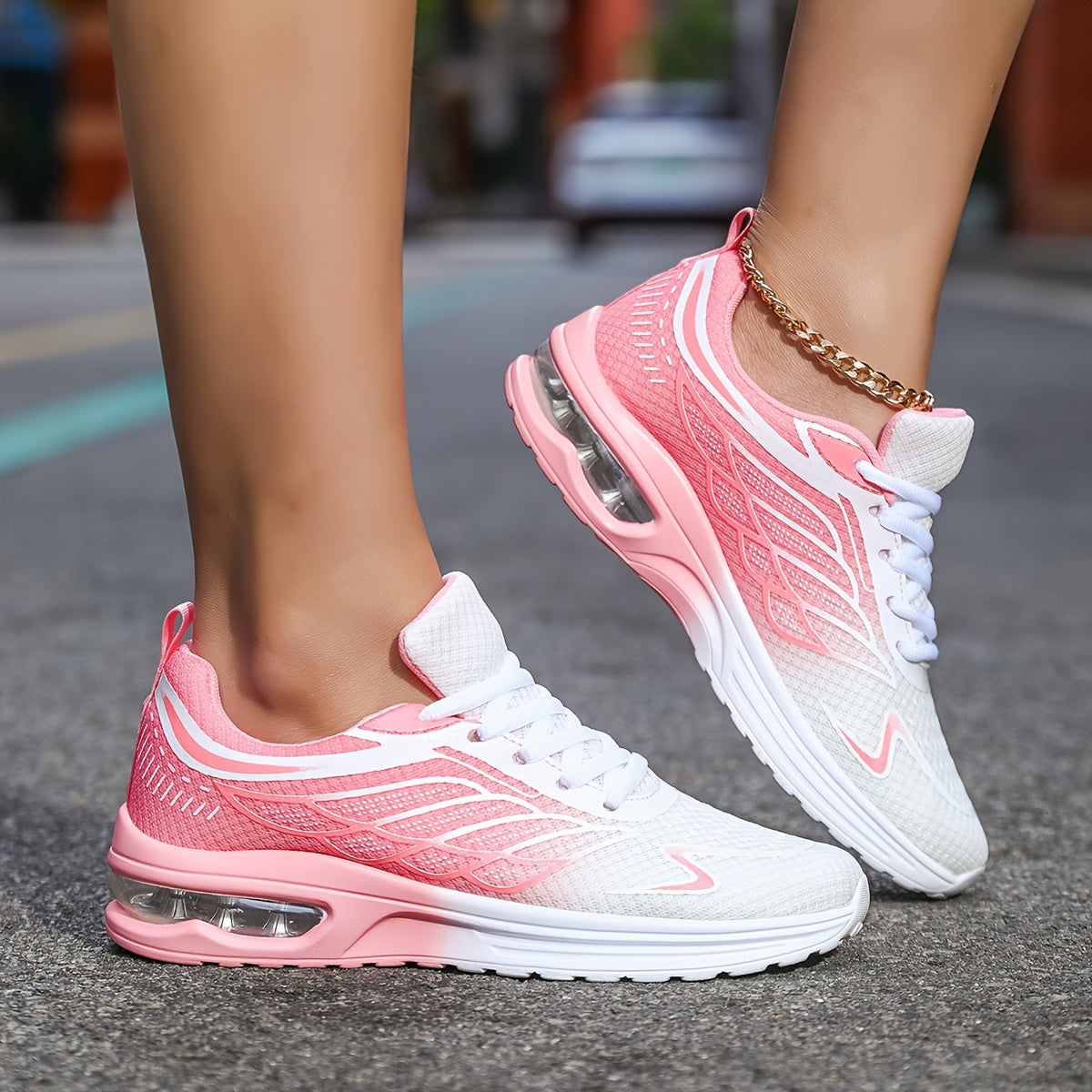 Women'S Casual Running Shoes, Lightweight EVA Upper & Inner, Fabric Insole, Faux Sole, Lace-Up Low Top, All-Season Solid Color, Flame Air Cushion Design, New Style 720