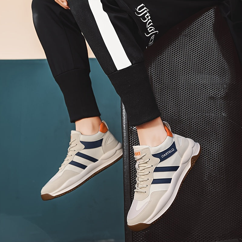 Men's Breathable Lace-Up Sneakers - Casual & Stylish, Versatile for All Seasons, Non-Slip Rubber Sole