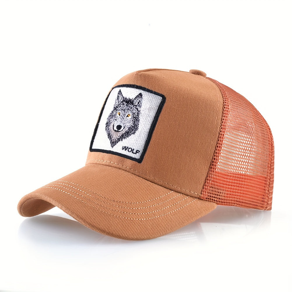 Animal Caps Trucker Hat Men Black Baseball Cap Women White Baseball Cap Men Wolf Trucker Cap Breathable Mesh Summer Baseball Caps Men'S & Women'S Wolf Embroidery Snapback Trucker Hat Fitted Outdoor Sports Adjustable Cap Gorra