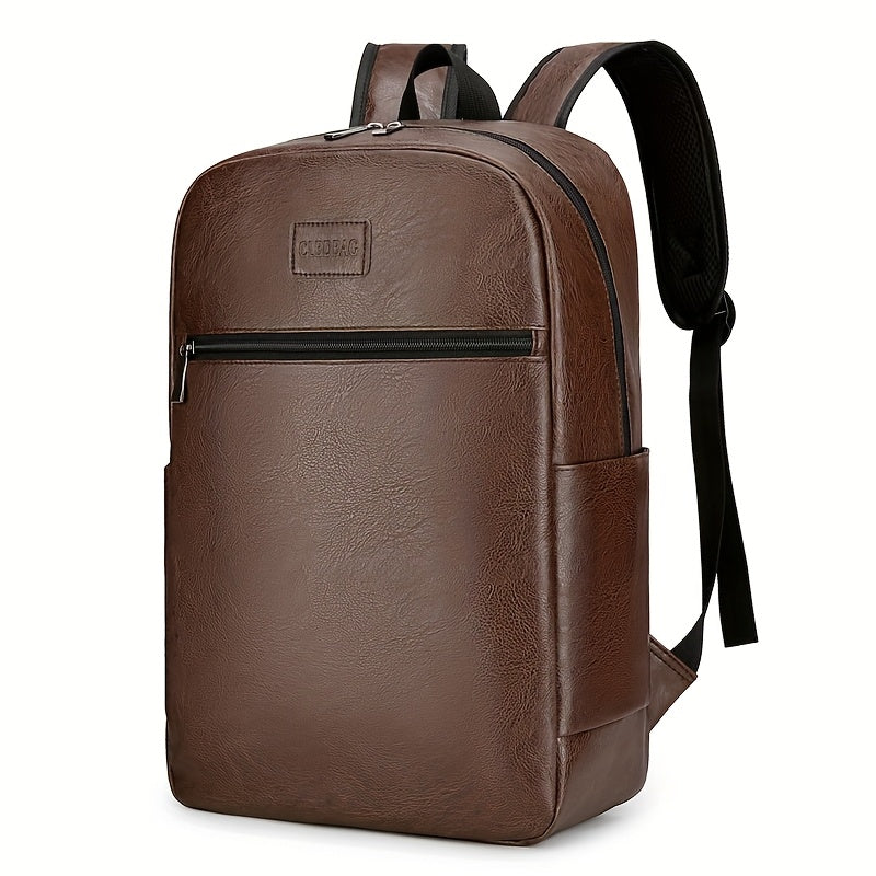 Men'S Lightweight Faux Leather Laptop Backpack - Stylish Black & Brown Design with Adjustable Straps, Tablet Compartment, and Multiple Zippers for School, Office, and Daily Commute, Backpack for School, Office Essentials Carr
