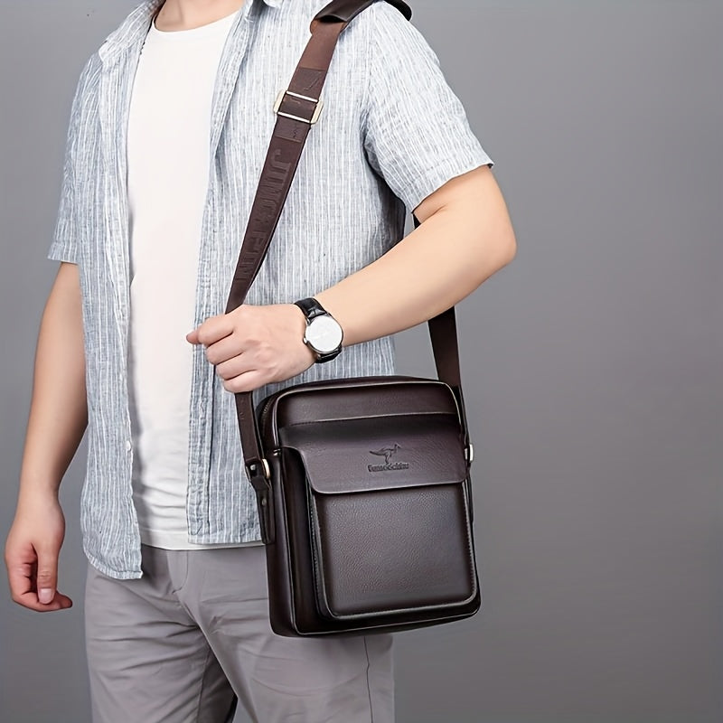 1pc Men's Business Crossbody Bag - Sleek Black with Magnetic Closure, Adjustable Shoulder Strap for Work, Travel & Outdoor - Durable & Stylish Design, Work Accessory | Texture, Purse Crossbody