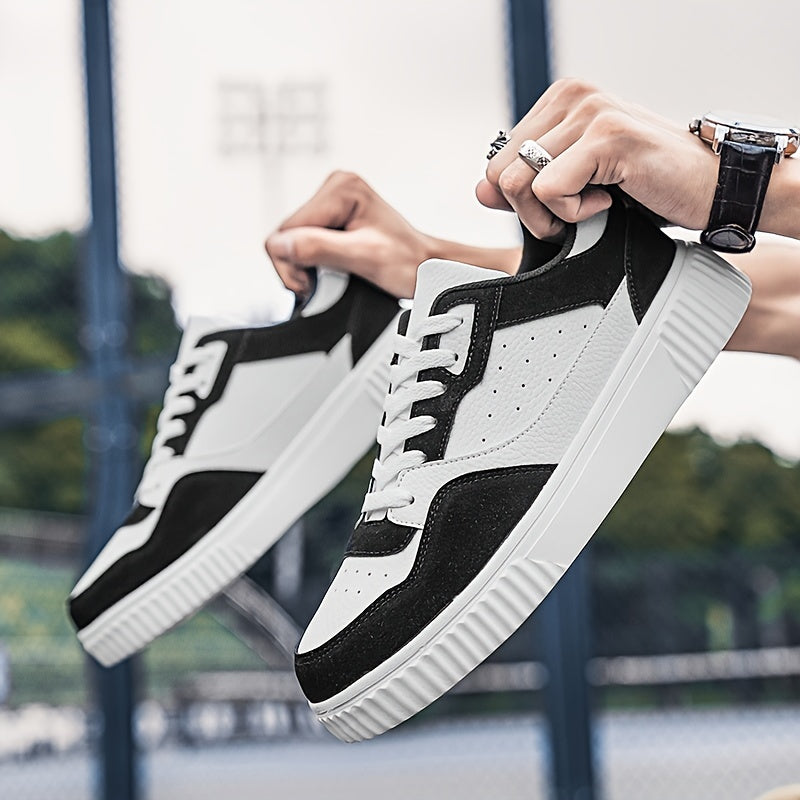 Men's Vintage-Style Sneakers - Lace-Up, Low-Top Skate Shoes with Thick Sole for All Seasons & Activities