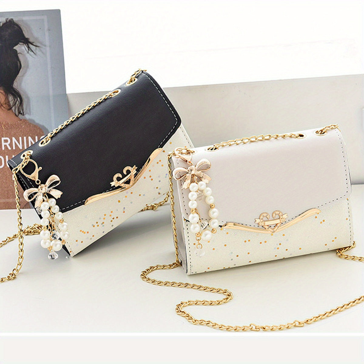 Simple and fashionable chain shoulder bag. 2025 style underarm bag solid color shoulder bag, 3 colors optional sequin trend, versatile fashion casual messenger bag, suitable for daily, work, commuting, play, holiday gifts
