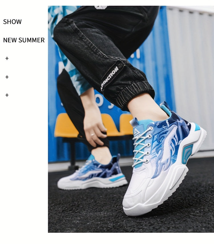 Men's Sneakers - Lightweight Cushioned Platform Sneakers with Lace-Up Closure, Non-Slip PVC Sole - Breathable Gym, Running, Casual Shoes in Grey/Black colorway - for Everyday & Light Hiking, Gym Shoes