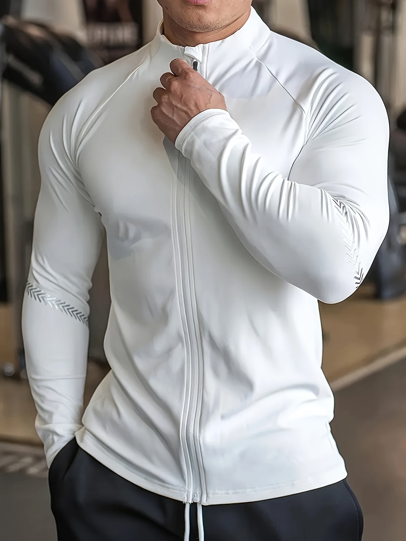 Men'S Ultra-Breathable UV Protection Long Sleeve Zip Neck Jacket, Quick-Dry Lightweight, for Intense Basketball, Cycling, Hiking & All-Outdoor Adventures