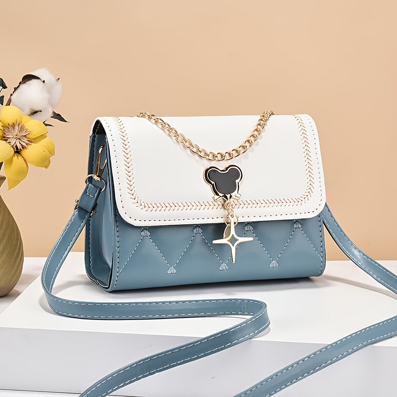Chic Women'S Quilted Crossbody Bag with Chain Strap - Adjustable Strap, Snap Closure, Polyester Lining, Perfect for Parties, Dates, and Gifts, Party Accessory | Quilted Texture | Adjustable Strap Bag