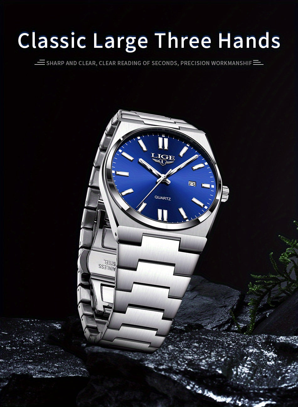 LIGE Stylish Vintage Design Women'S Quartz Timepiece Classic Date Quartz Watch for Men with Luminous Features