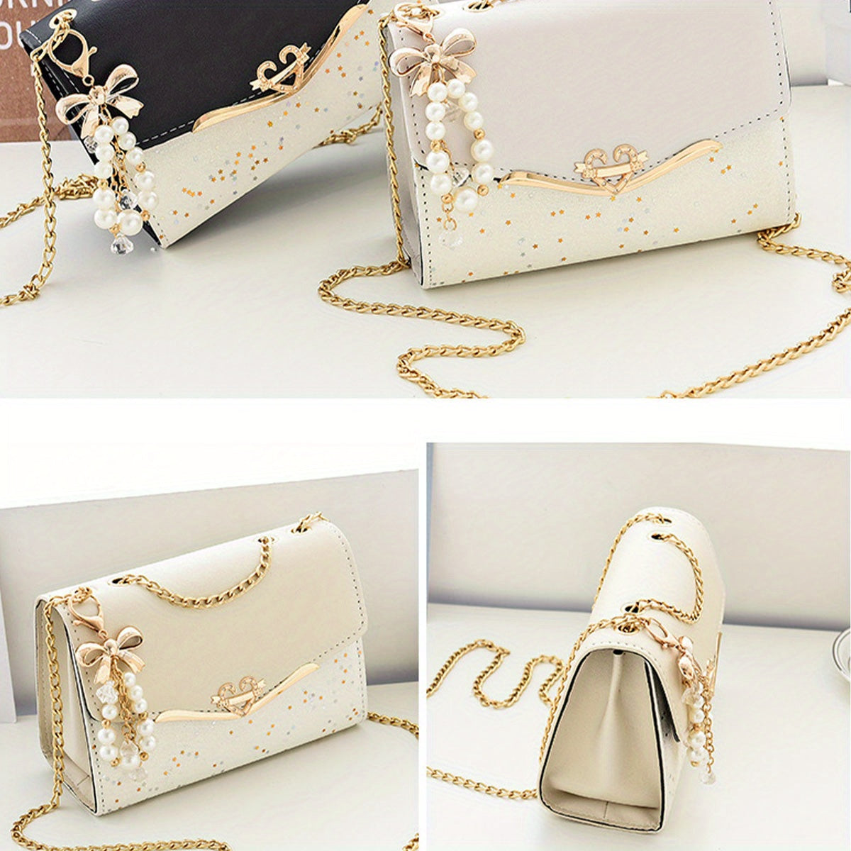 Simple and fashionable chain shoulder bag. 2025 style underarm bag solid color shoulder bag, 3 colors optional sequin trend, versatile fashion casual messenger bag, suitable for daily, work, commuting, play, holiday gifts