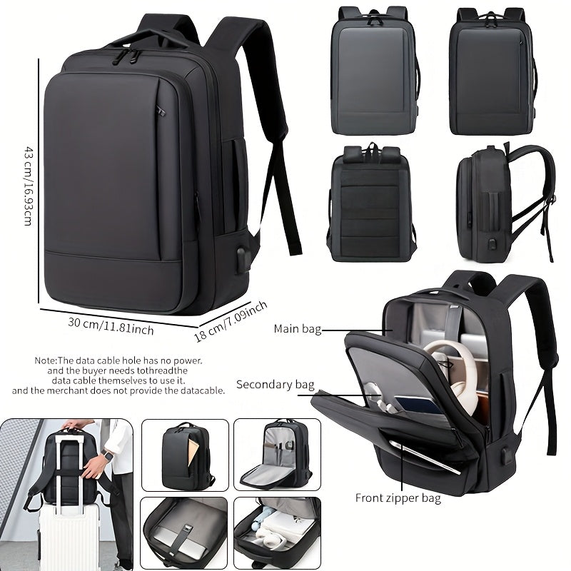 39.62 cm Laptop Backpack for Men & Women - Business Travel Anti-Theft Durable Computer Bag with Adjustable Shoulder Straps, Multiple Compartments & Padded Design, Black