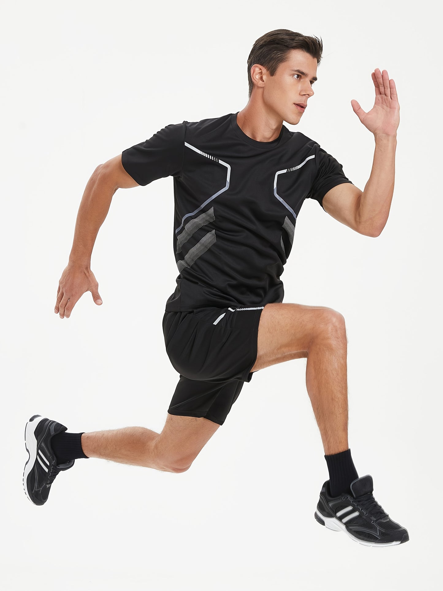 Men'S Lightweight Running Set - Breathable, Quick-Dry Athletic Wear with Zipper Pockets, Ideal for Outdoor Fitness & Training, Casual Sportswear|Casual Sportswear, Athletic Wear