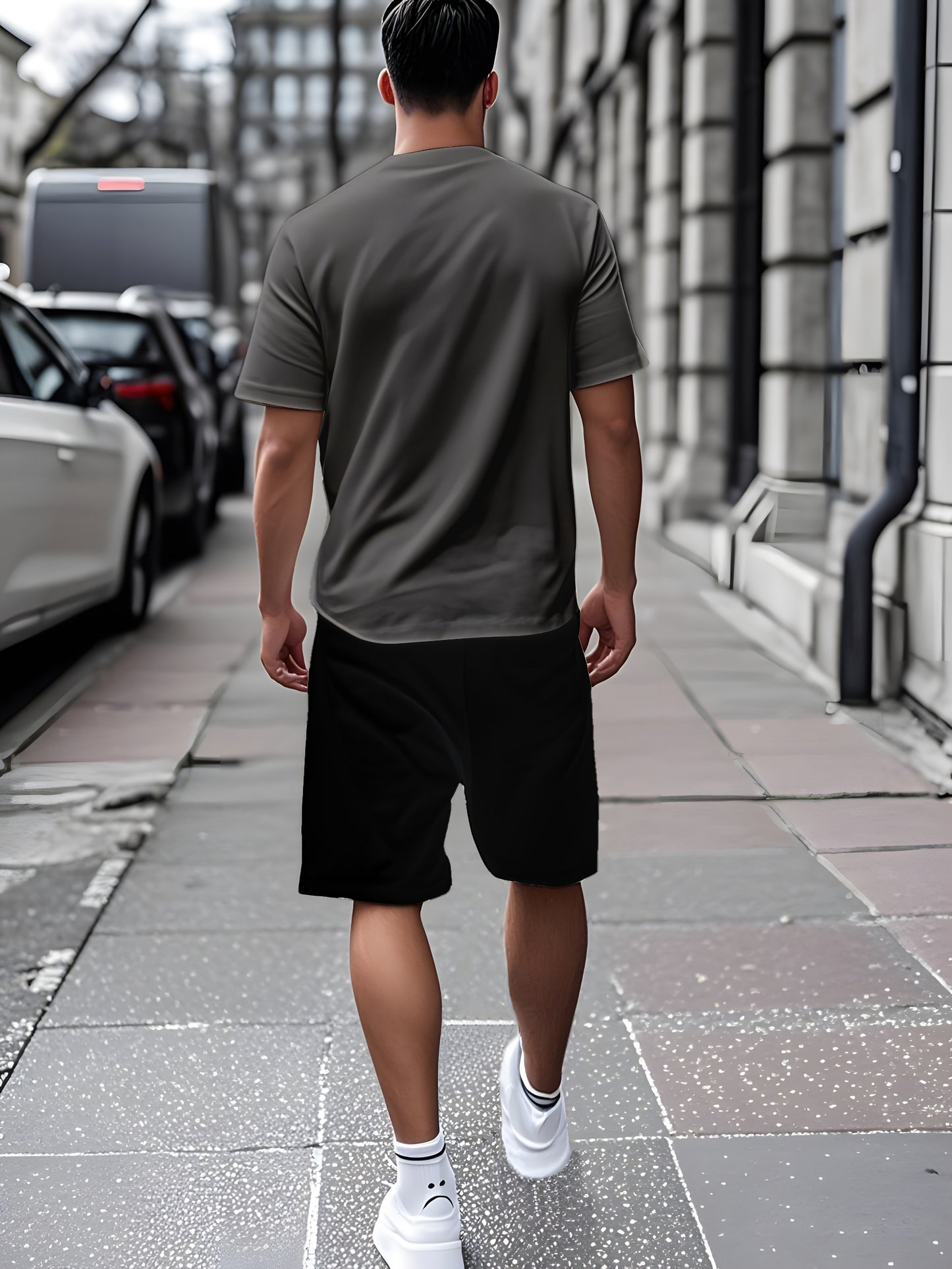 Leopard Print 3D Printed Men's Casual Sportswear Set - Breathable Polyester Knit Fabric, Crew Neck Short Sleeve T-Shirt and Shorts Combo, Regular Fit for All Seasons