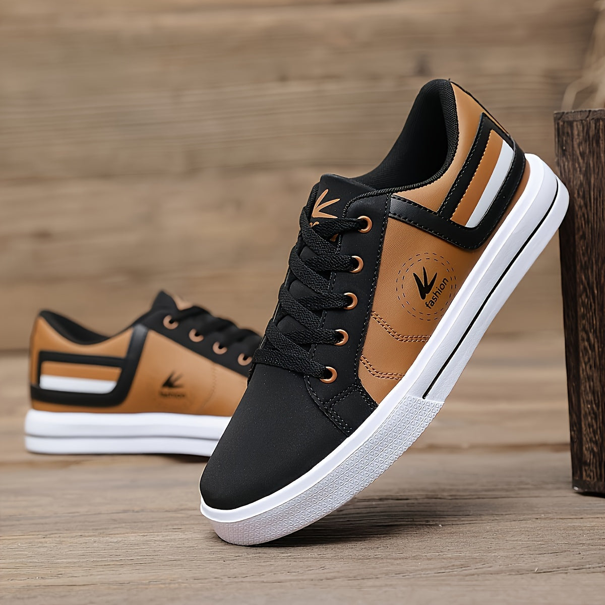 Athletic Chic | Men's Fashion Sneakers YY-9003, Casual Sports Low Top Lace-Up Shoes with Striped Microfiber Synthetic Upper, Fabric Inner & EVA Sole for Outdoor Running