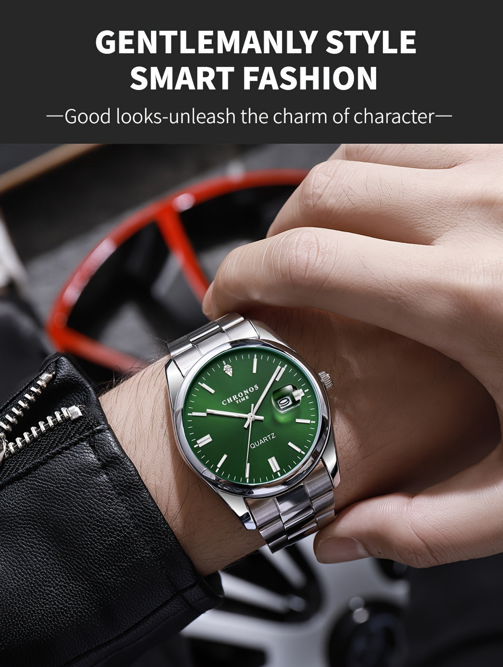 Popular CHRONOS Men's Fashion Sports Watch Stainless Steel Strap Calendar Luminous Quartz Watch Classic and Trendy All-match Commuting Watch Casual Men's Watch for Daily Wear Business Workplace Men's Watch Outdoor Sports Hand