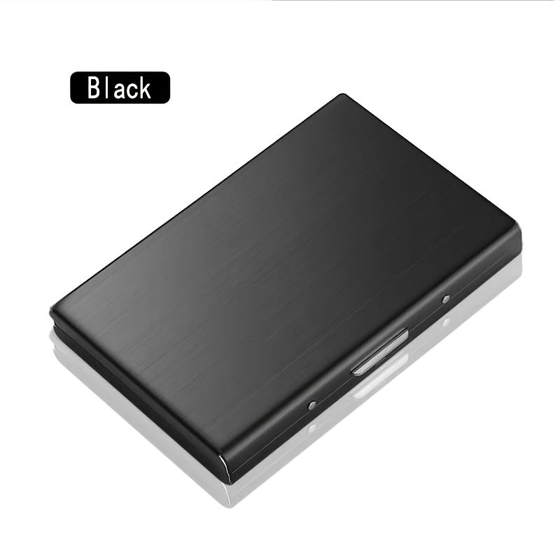 Premium Stainless Steel RFID Blocking Card Holder for Men – Sleek Black Metal Wallet with Multiple Compartments, Perfect Father’s Day Gift for Dad, Secure Card Storage | Polished Finish | Metallic Construction
