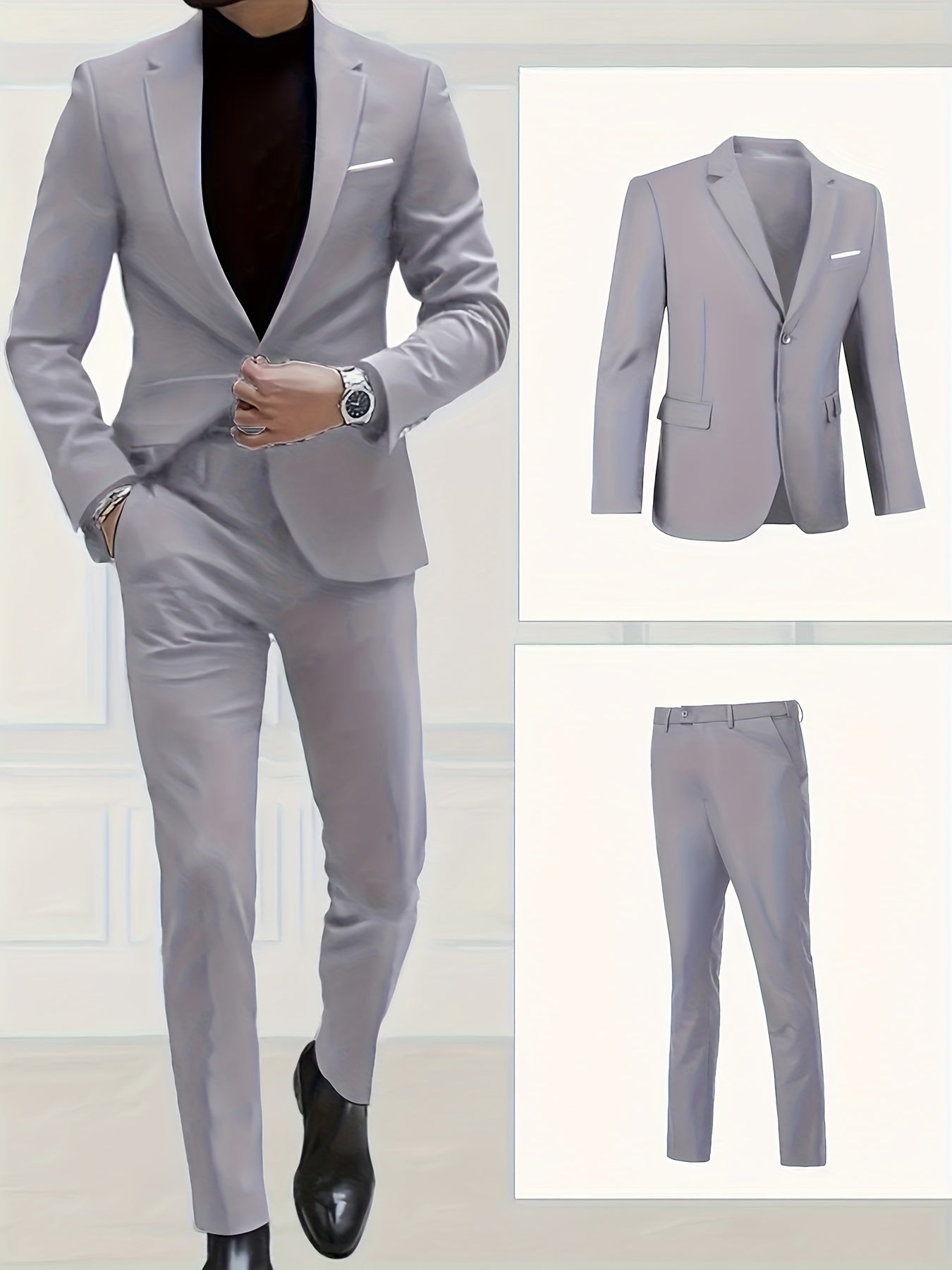 Men's High-end New Suit Set 2pcs Suit and Trousers Fashionable for Wedding Banquet Party