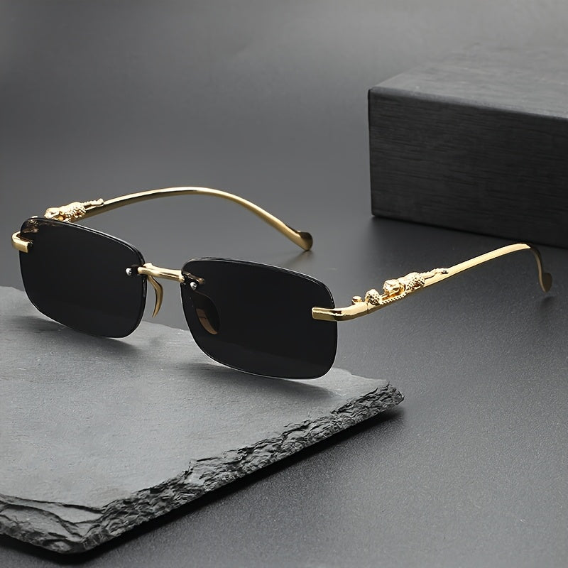 Perfectly stylish leopard-print frameless Men's and Women's glasses, ideal for holiday parties, trips, or as a festive gift, hunting eyewear