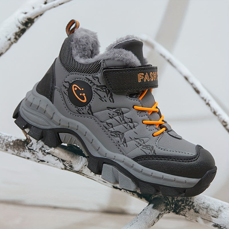 Teen Comfort Plush Lined Hiking Shoes are warm, durable, and comfortable for boys and girls, perfect for fall/winter outdoor adventures, warm and comfortable