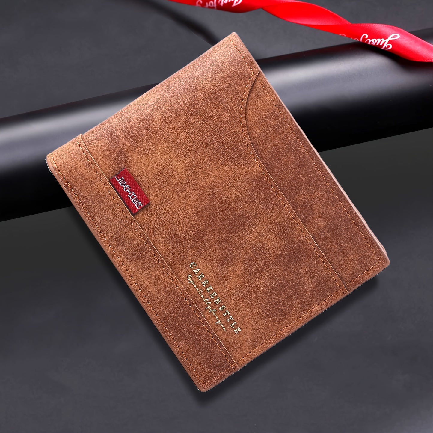 Men's Vintage-Style Black Faux Leather Wallet with Zipper - Multiple Card Slots, Multi-Functional ID Holder