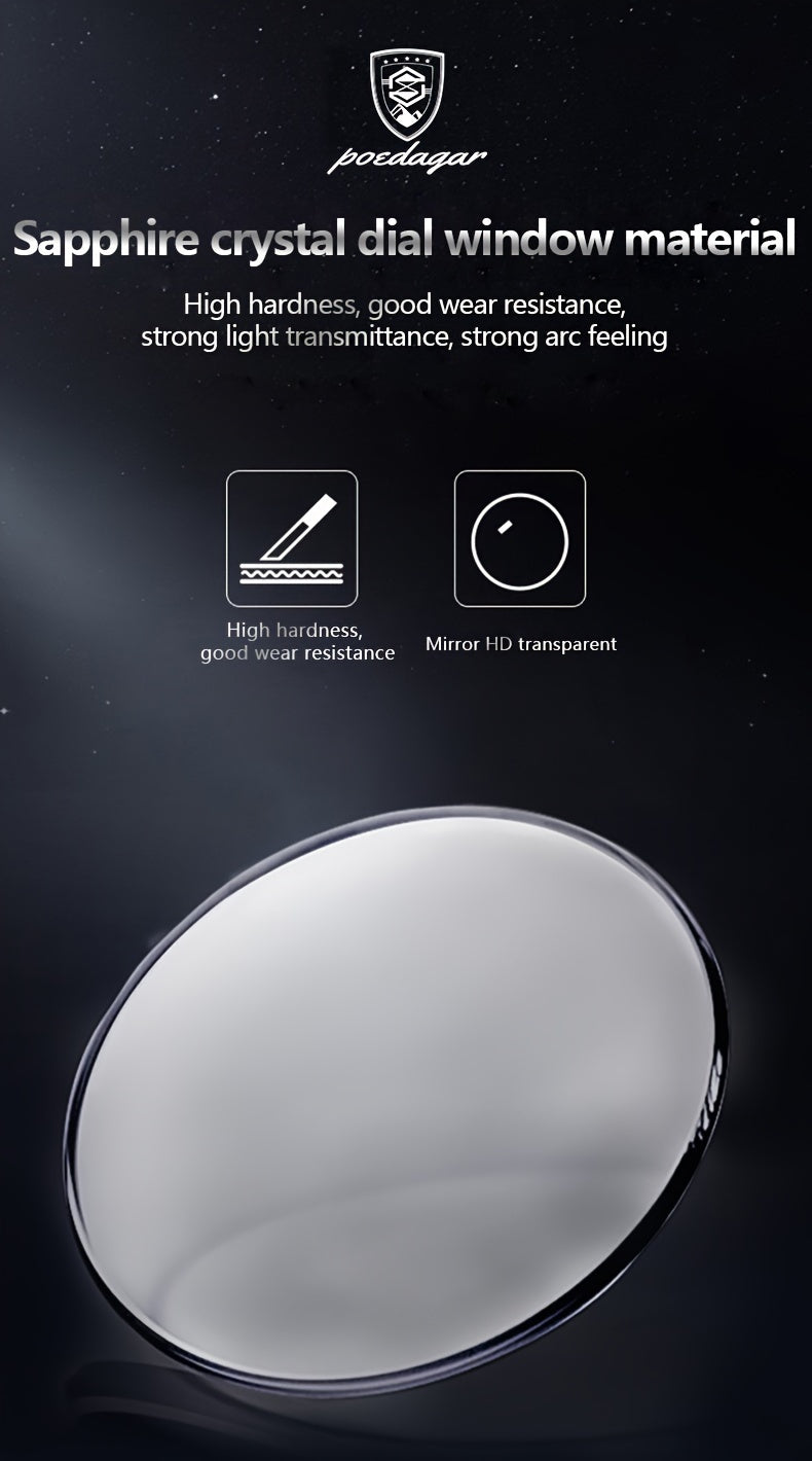 POEDAGAR Men'S Luxury Stainless Steel Quartz Watch with Moon Phase and Calendar - Waterproof, Night-Glow Hands, and Detailed Dial for Business and Formal Attire, Formal Watch | Detailed Watch Face | Quartz Movement