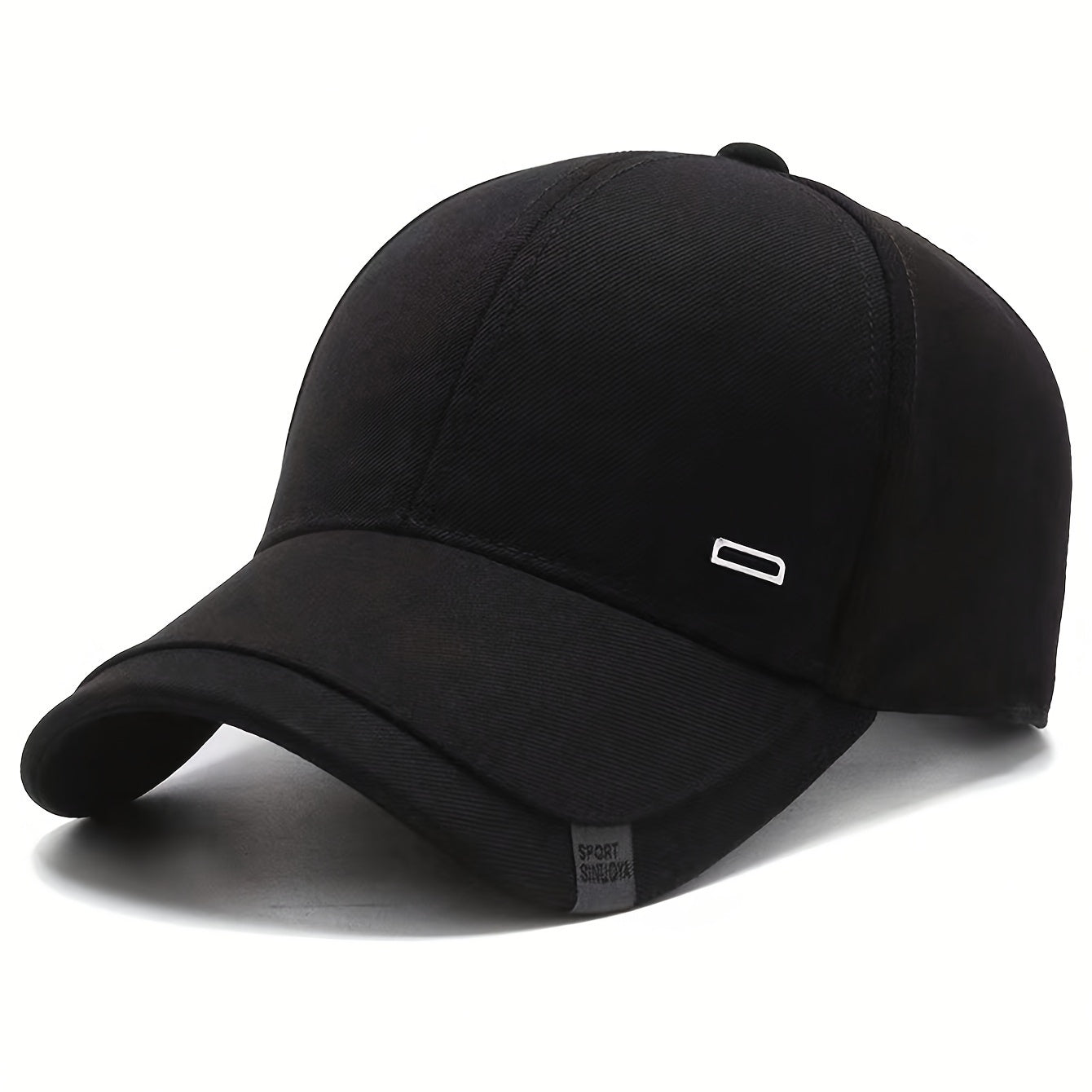 1pc Men's Casual Geometric-Pattern Baseball Cap with Square Silvery Buckle, 100% Polyester Lightweight Adjustable Sun Protection Hat for Spring/Autumn Travel and Beach Parties