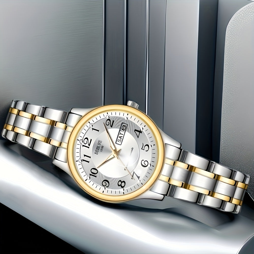 DEBLVE Women'S Watch - Glowing Face, Steel Strap, Week Calendar Display, Perfect Present for Birthdays, Celebrations, And Anniversaries