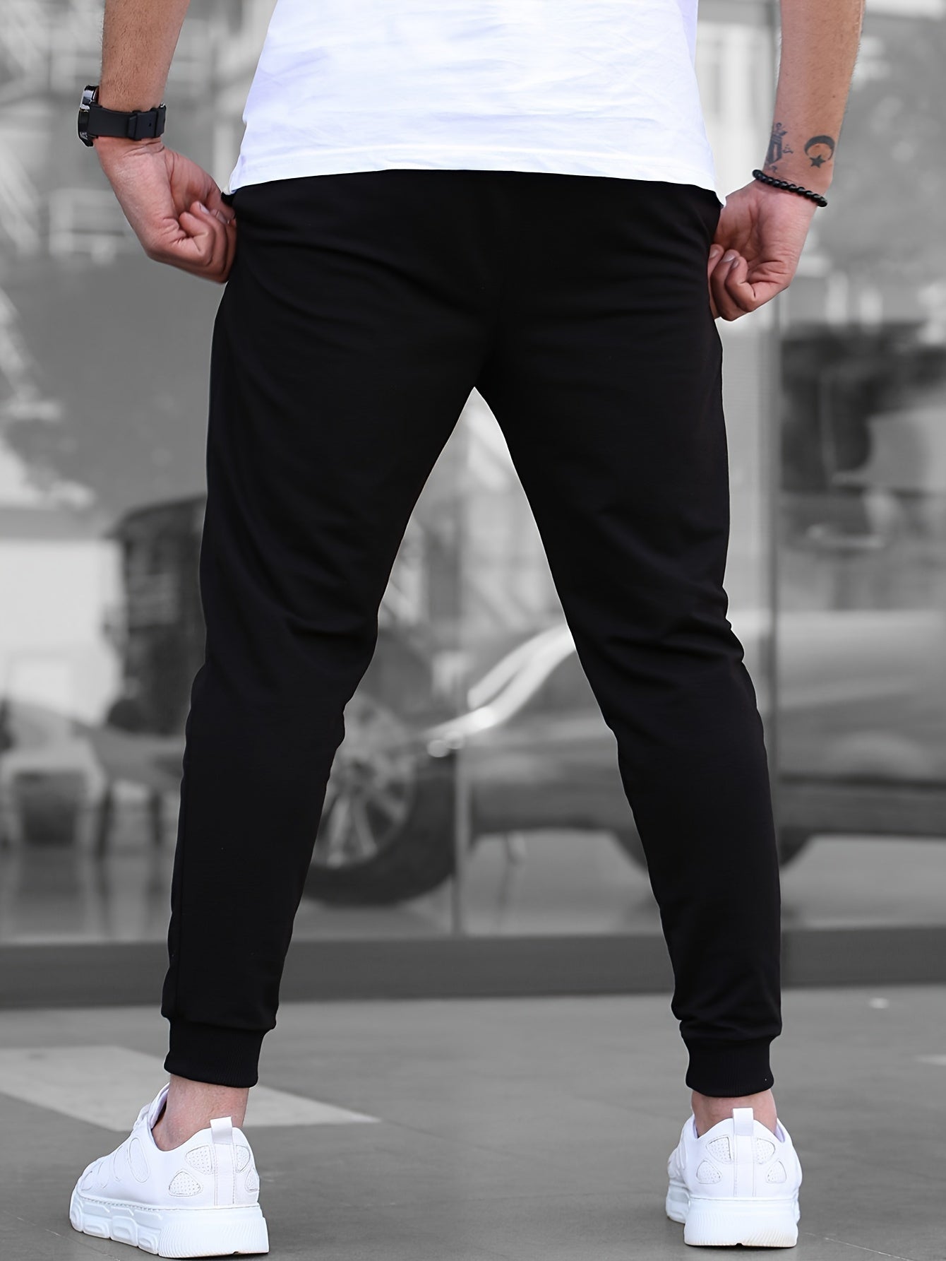 Men's Solid Color Jogger Sports Pants With Drawstrings, Casual Lightweight And Breathable Running Fitness Slim Pants Outdoor Trousers